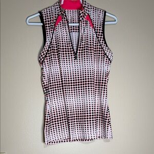 Tail white label Pink and Black Dot-Print Polo Tank Top